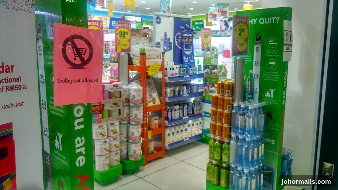 Pharmacy aisle with promotional displays