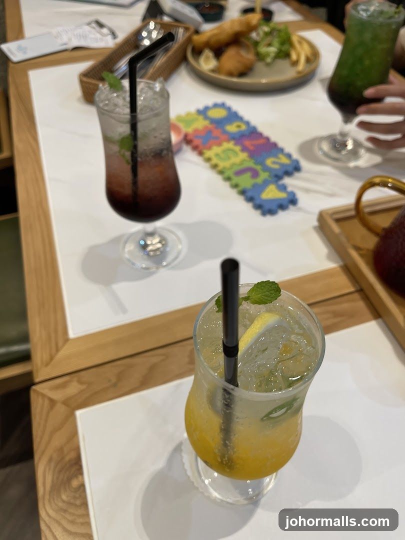 Table with Drinks and Food