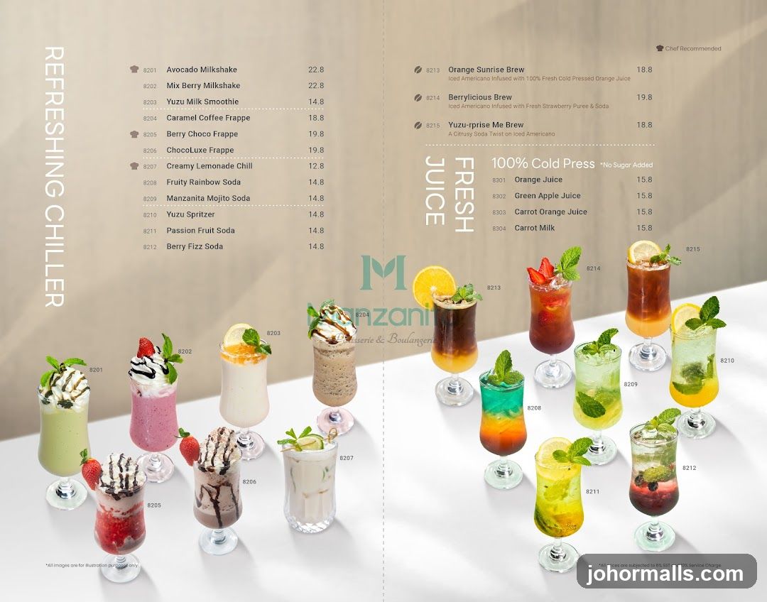 Refreshing Chiller & Fresh Juice Menu