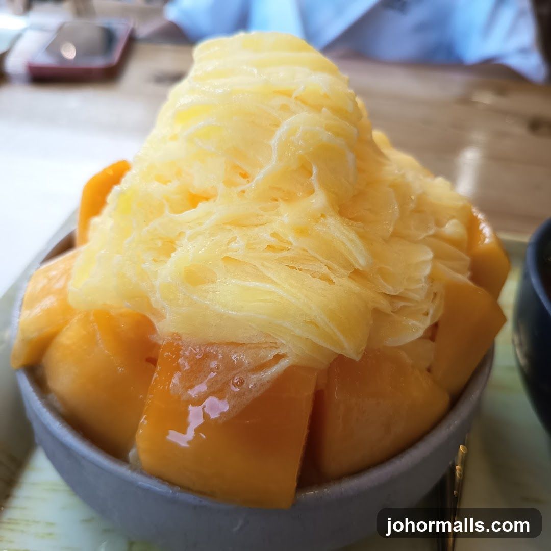 Mango shaved ice dessert