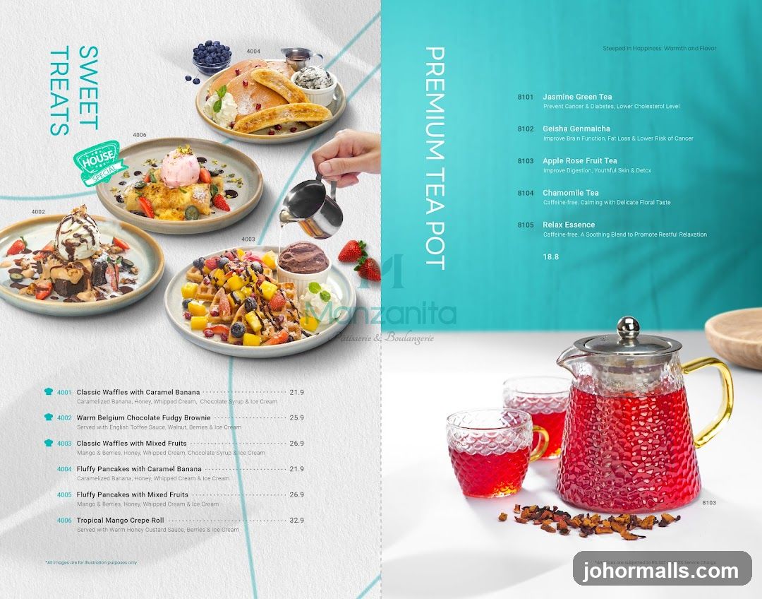 Sweet Treats & Premium Tea Pot Menu