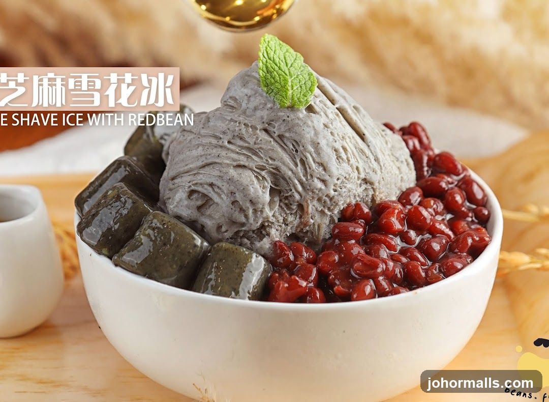 Sesame Shave Ice with Red Bean