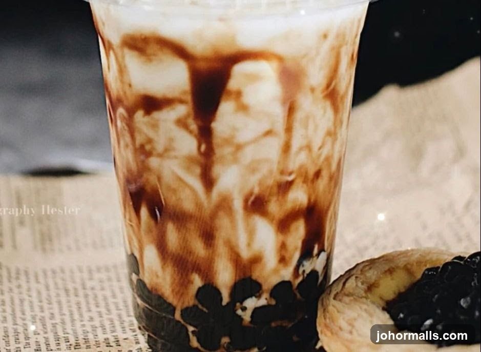Chocolate Drizzle Drink with Boba