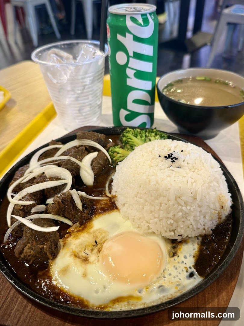 Sizzling Beef with Rice and Egg