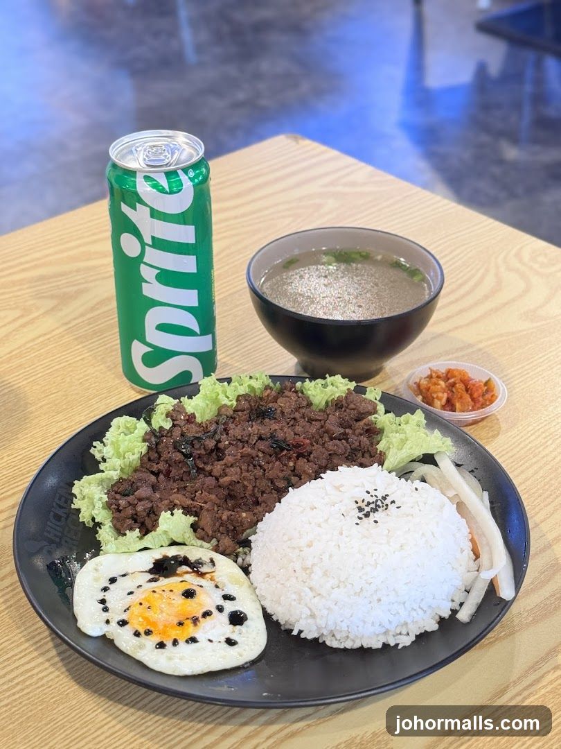 Ground Beef and Rice Plate with Fried Egg