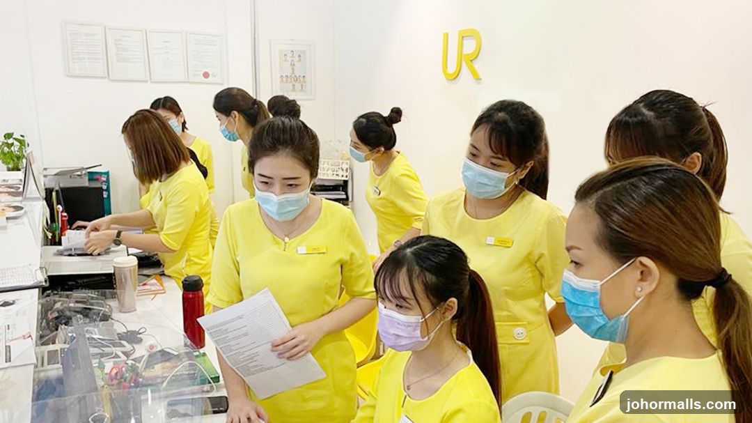 Staff in yellow uniforms