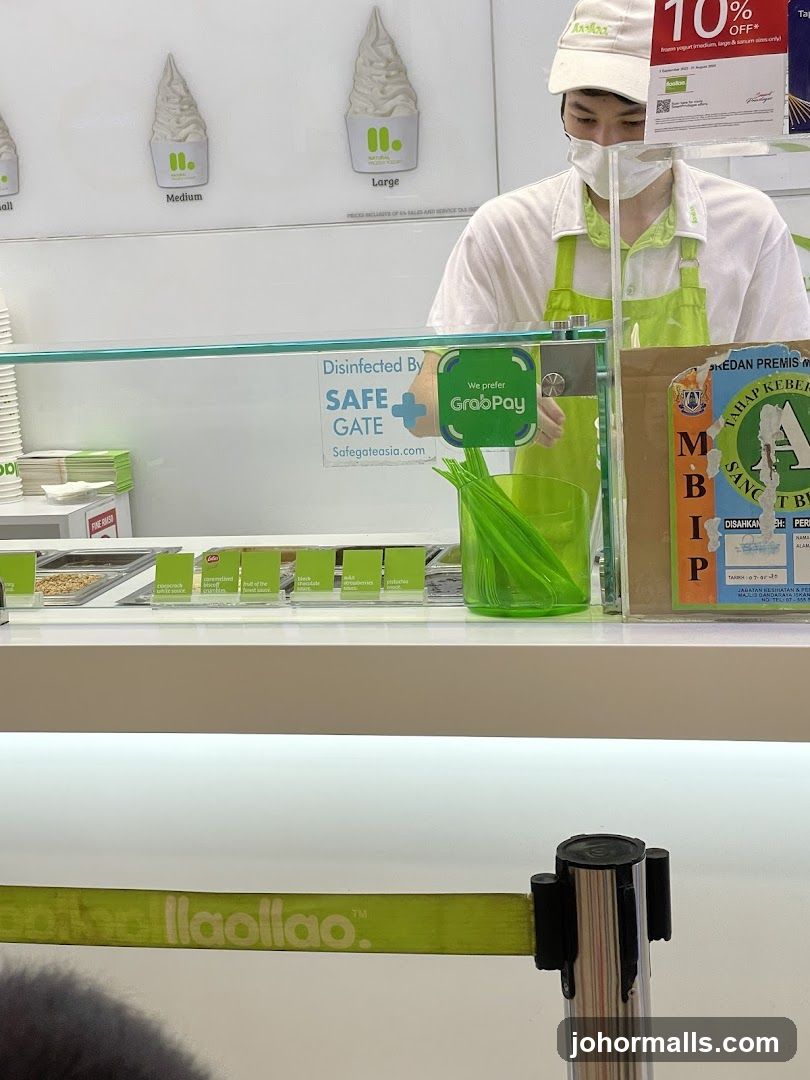 Yogurt shop counter