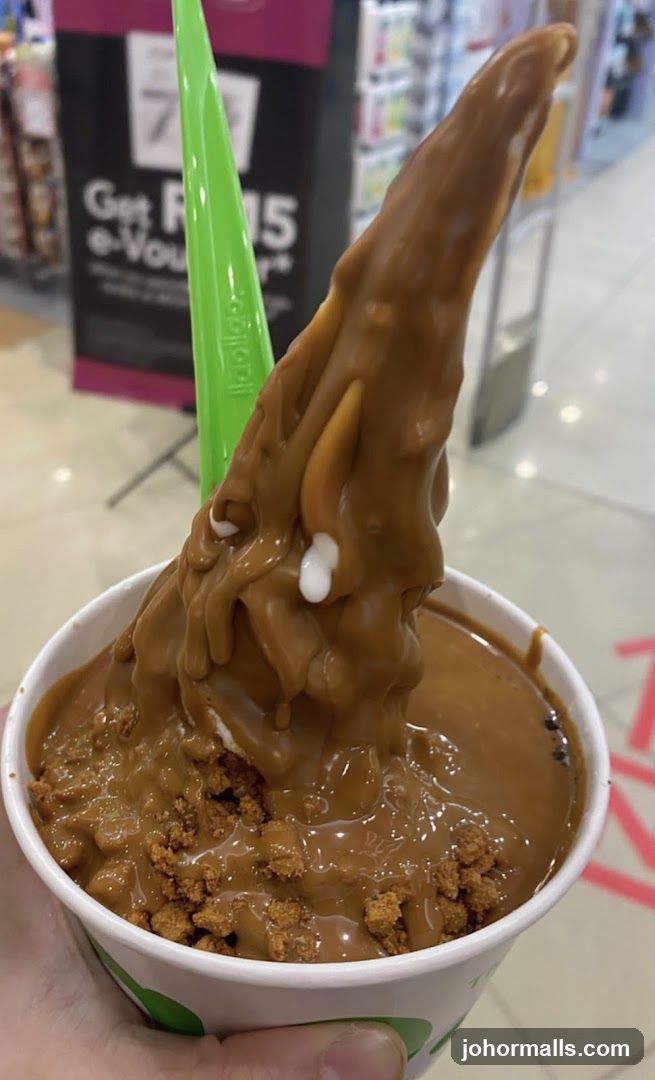 Dessert with Caramel Sauce and Crumbs