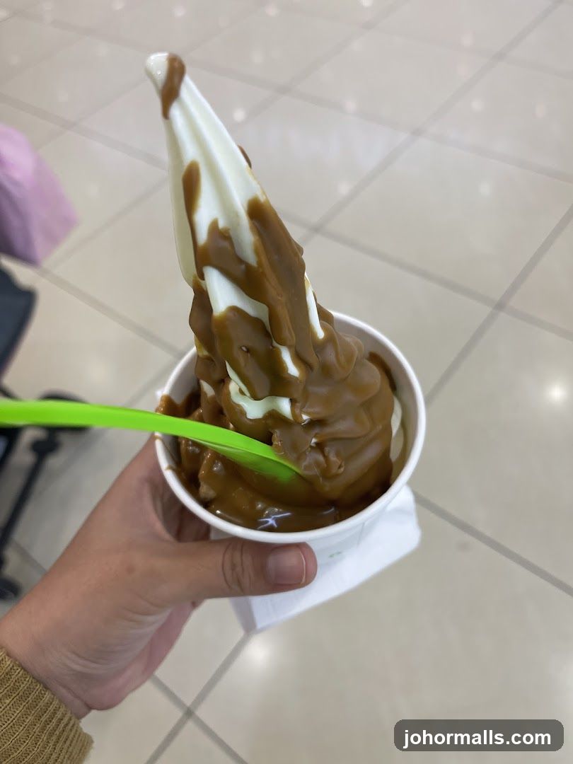 Soft Serve Ice Cream with Caramel Drizzle