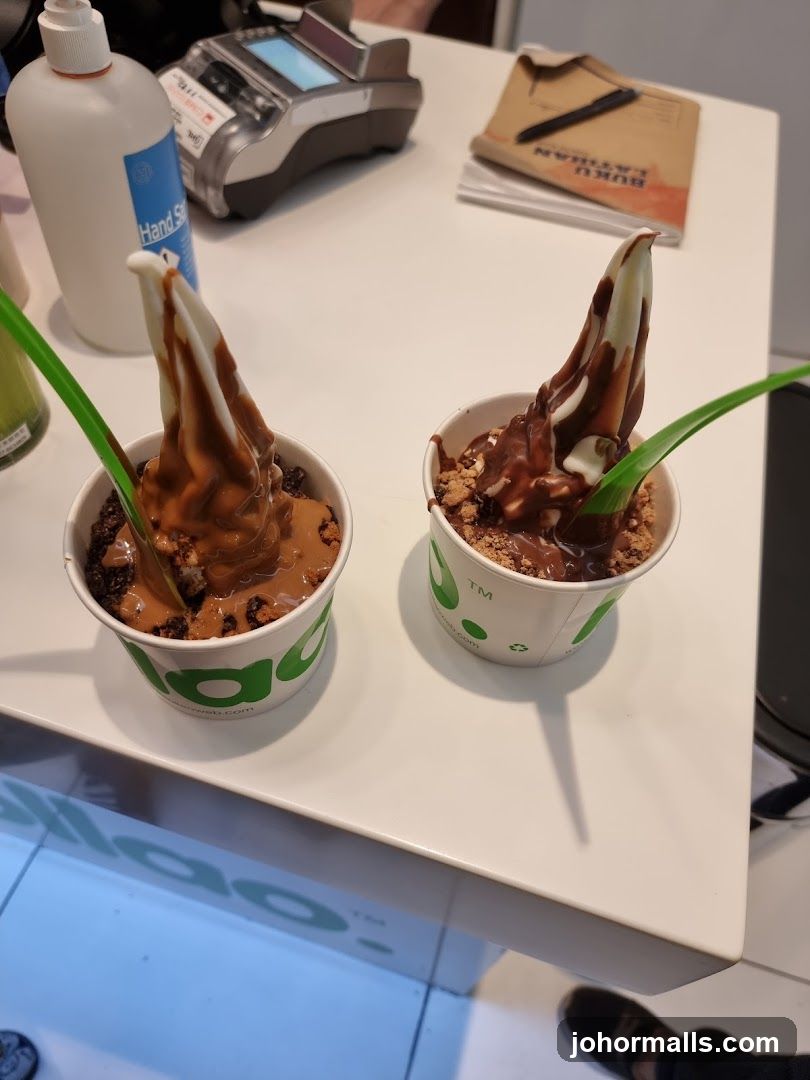 Two frozen yogurt desserts