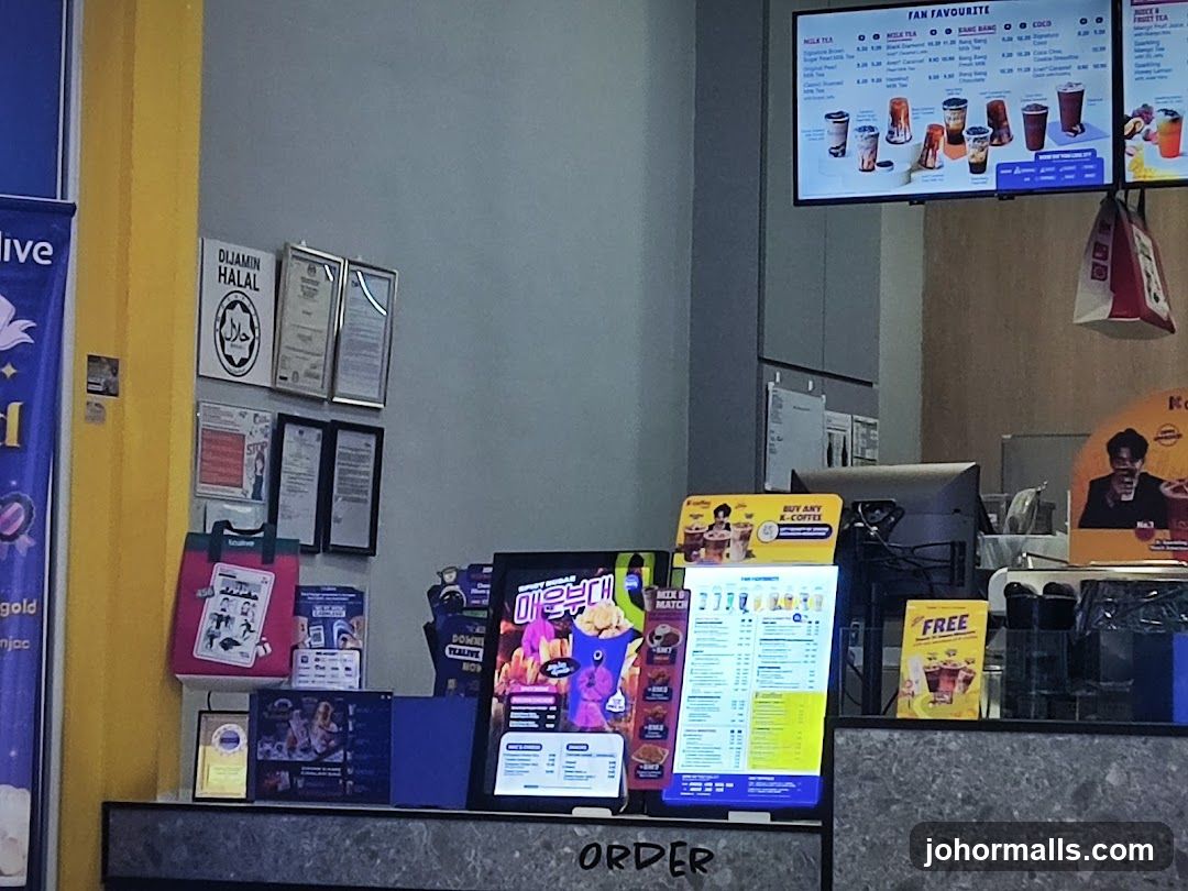 Counter with menus and promotions
