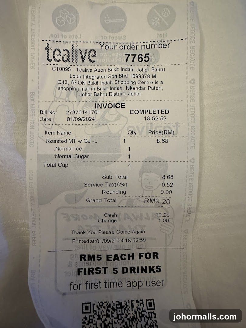 Tealive Receipt