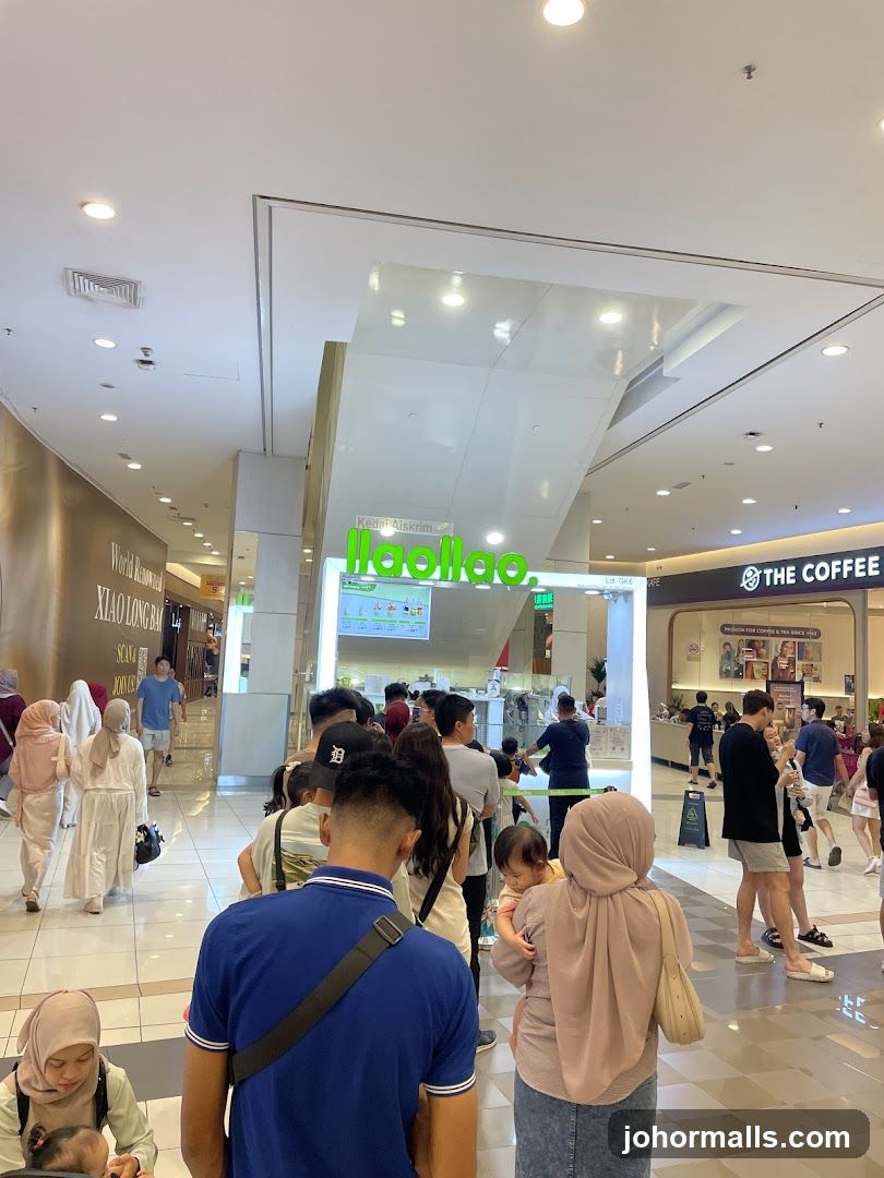 People queuing at a dessert shop