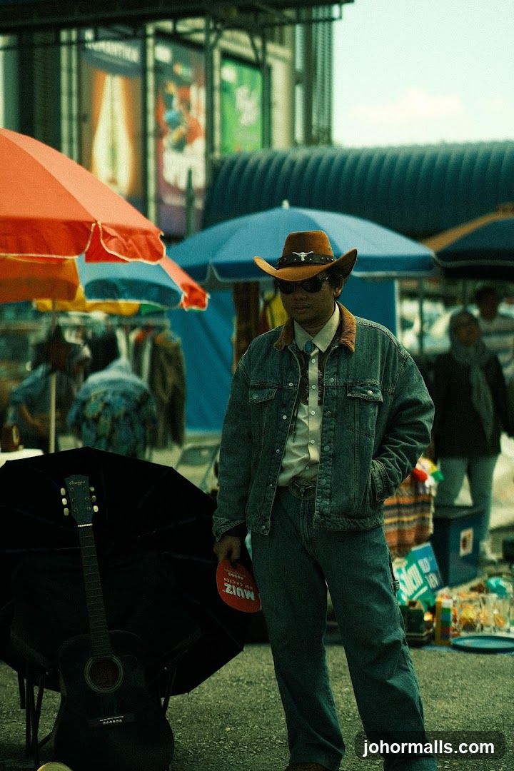Man in Cowboy Hat at Outdoor Market