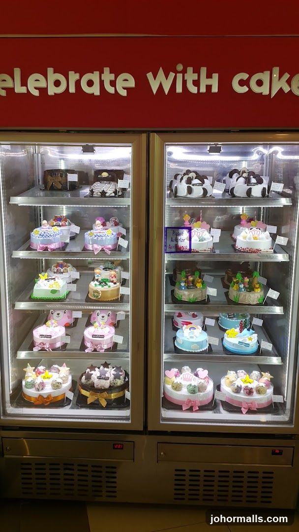 Cakes in a display refrigerator