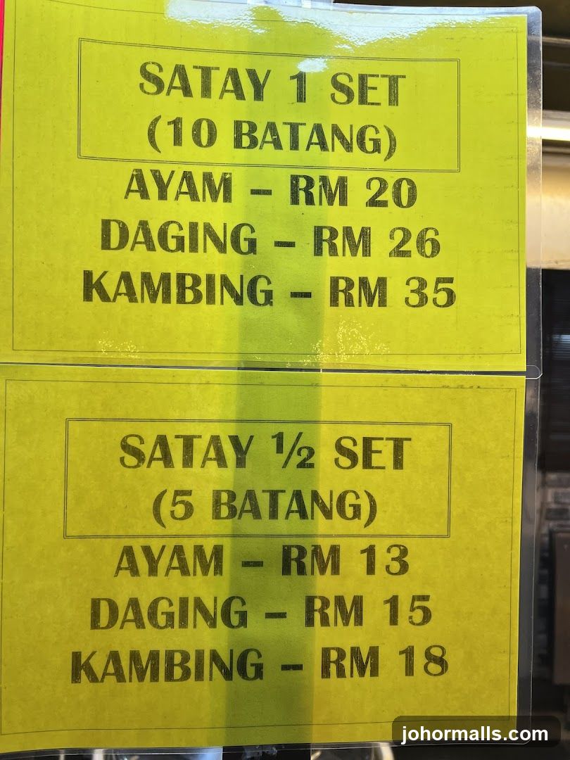 Satay Menu