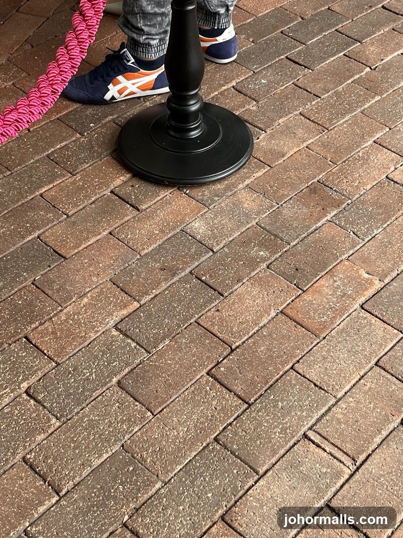 Cobblestone Path with Rope Barrier