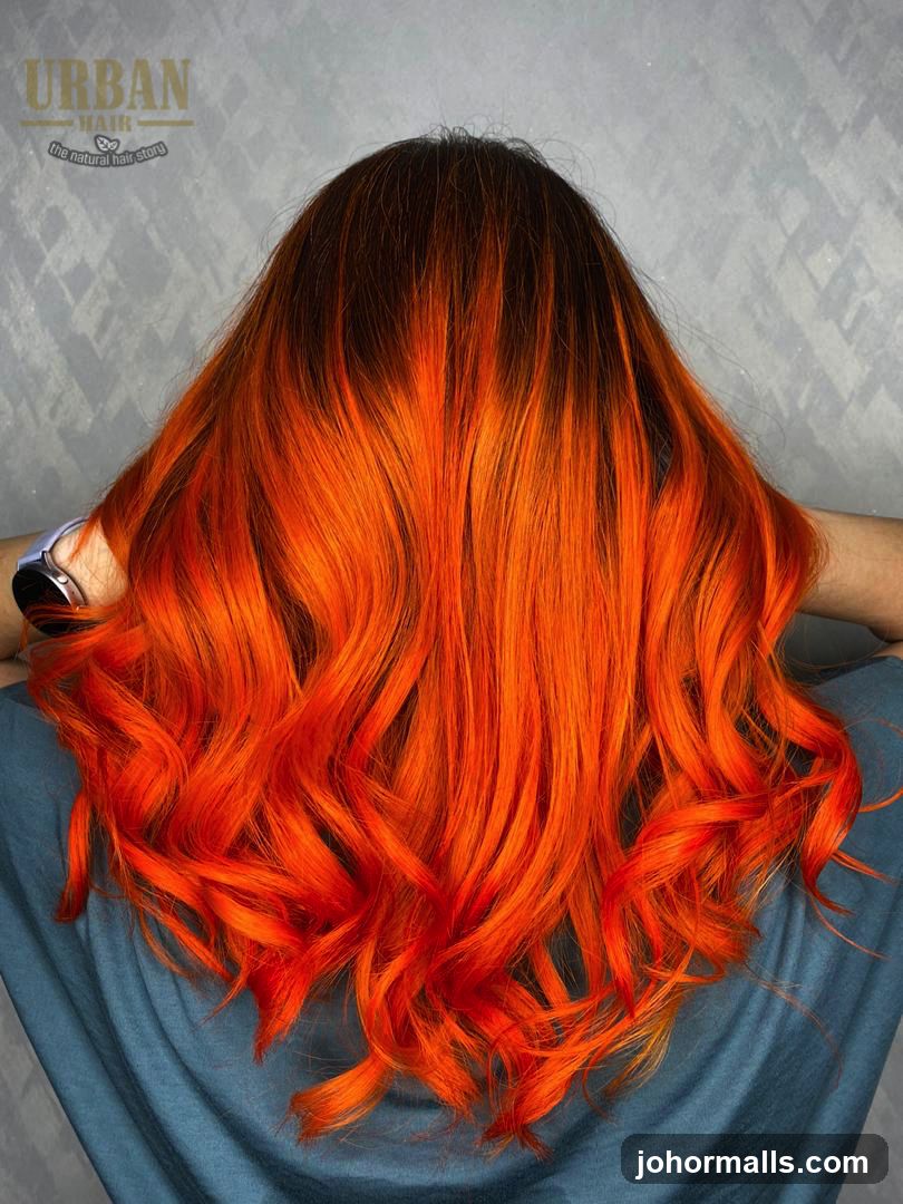 Vibrant Orange Ombre Hair