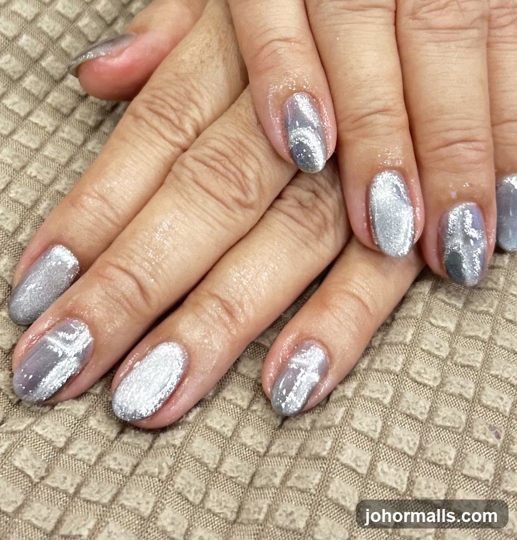 Silver Ombre Nails