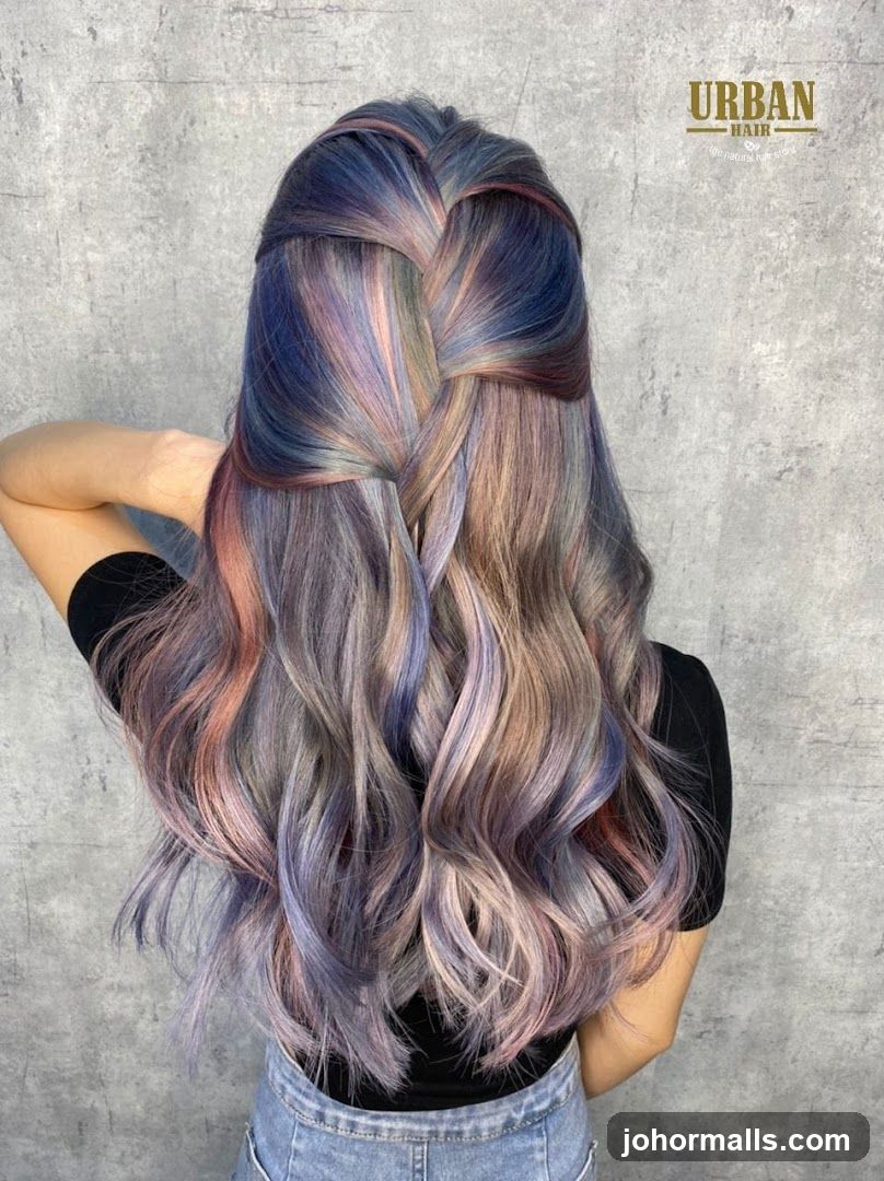Woman with Braided Hair with Multiple Colors