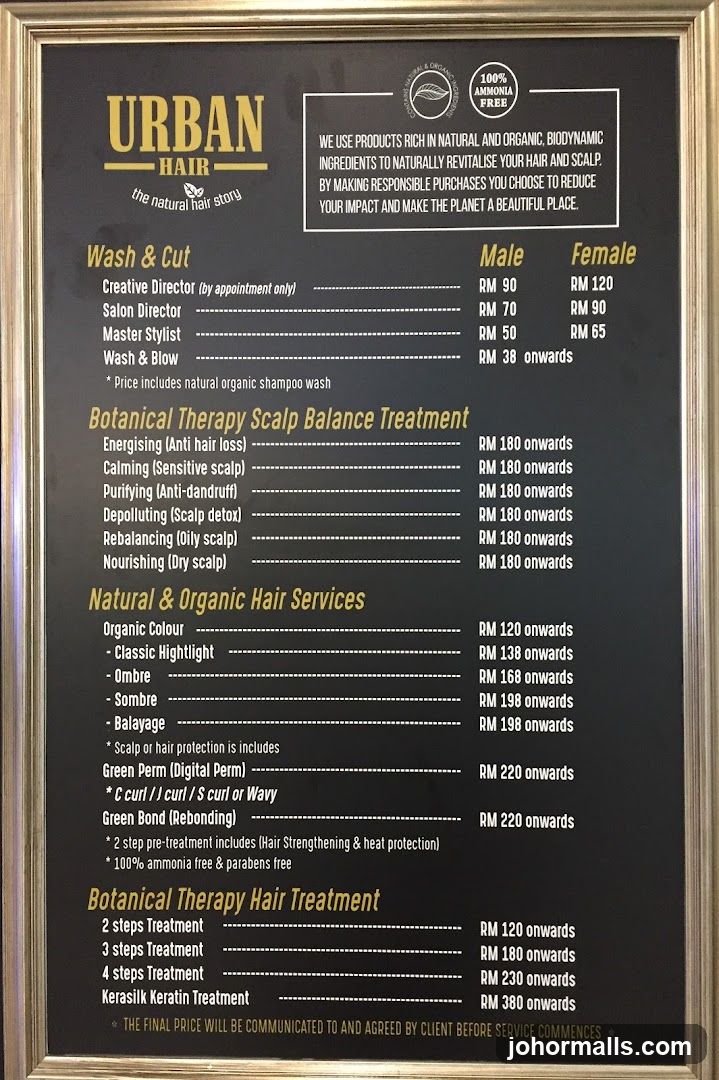 Urban Hair Menu