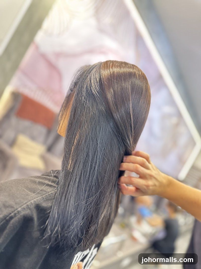 Hairdresser styling client's hair