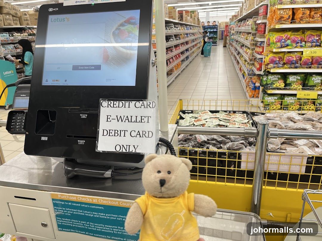 Self-checkout machine in a supermarket