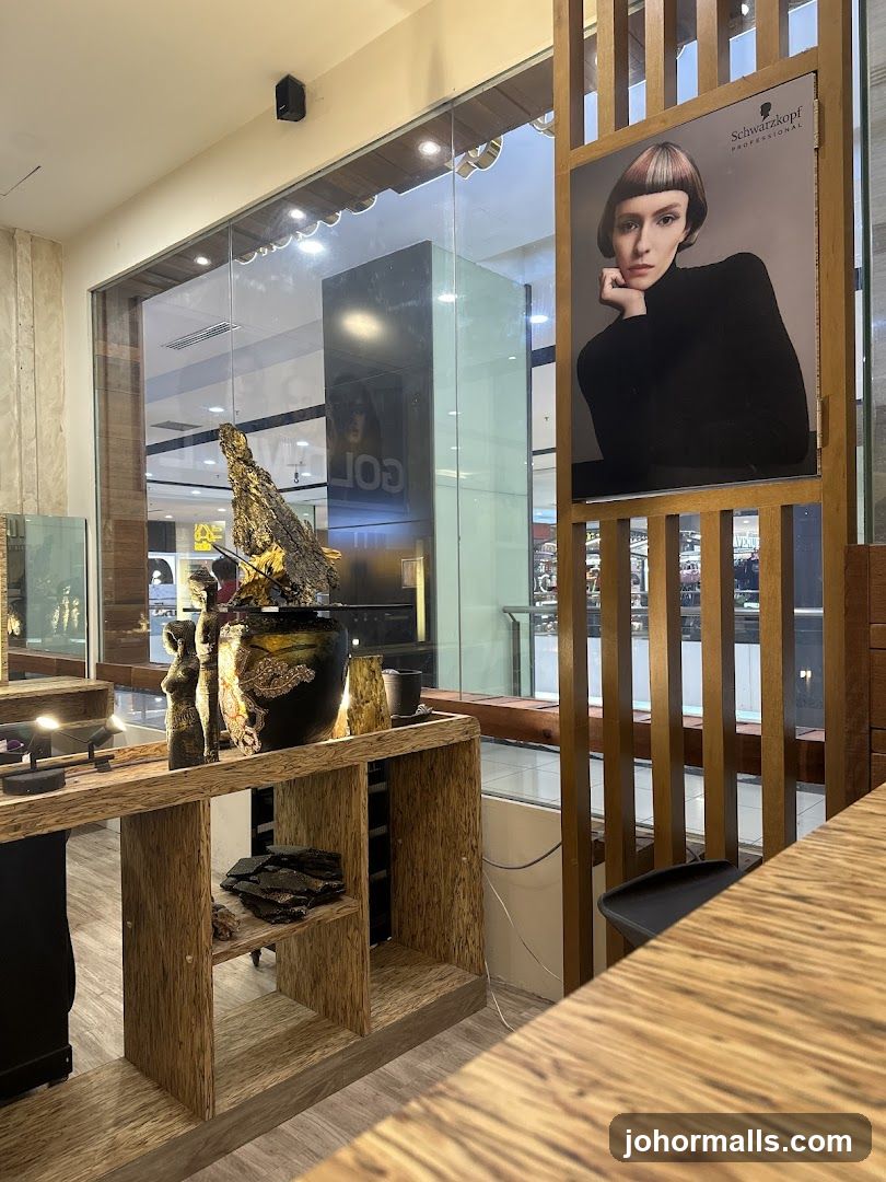 Hair Salon Interior with Schwarzkopf Advertisement