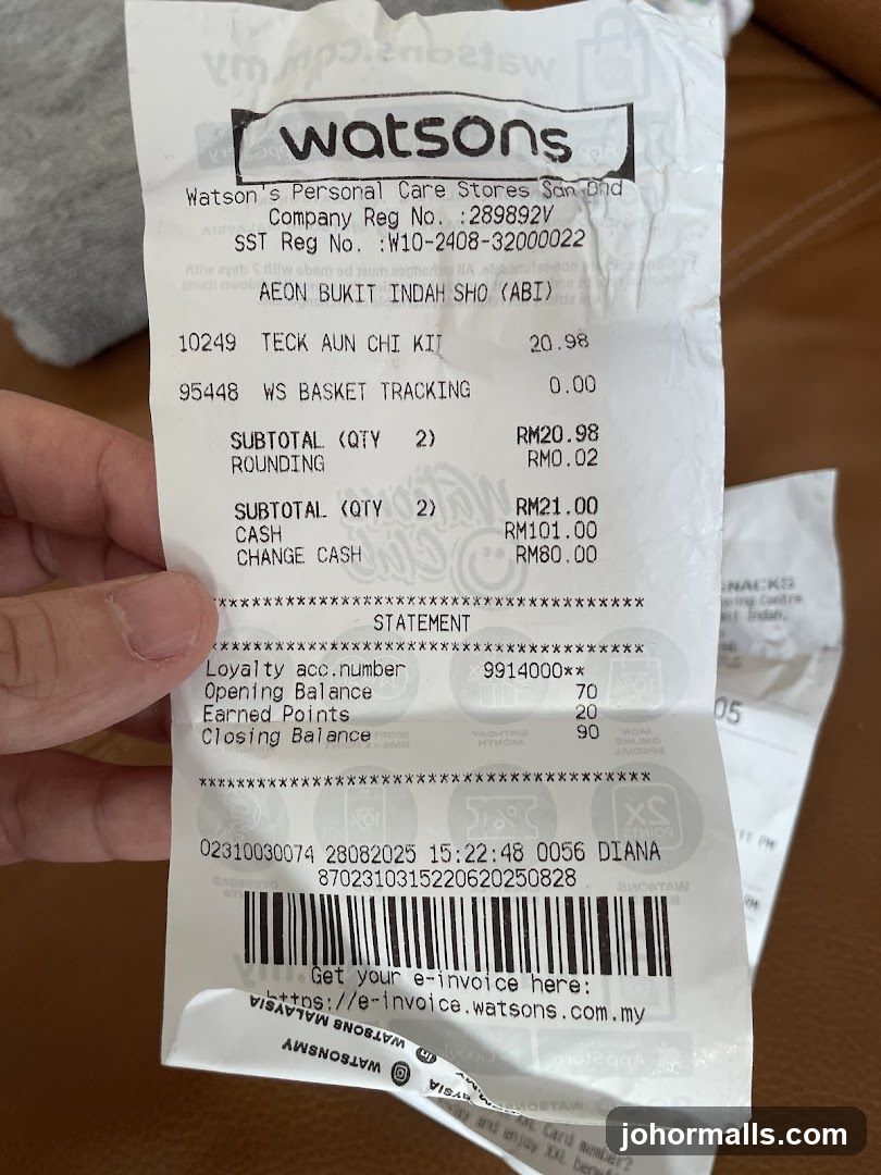 Watsons Receipt