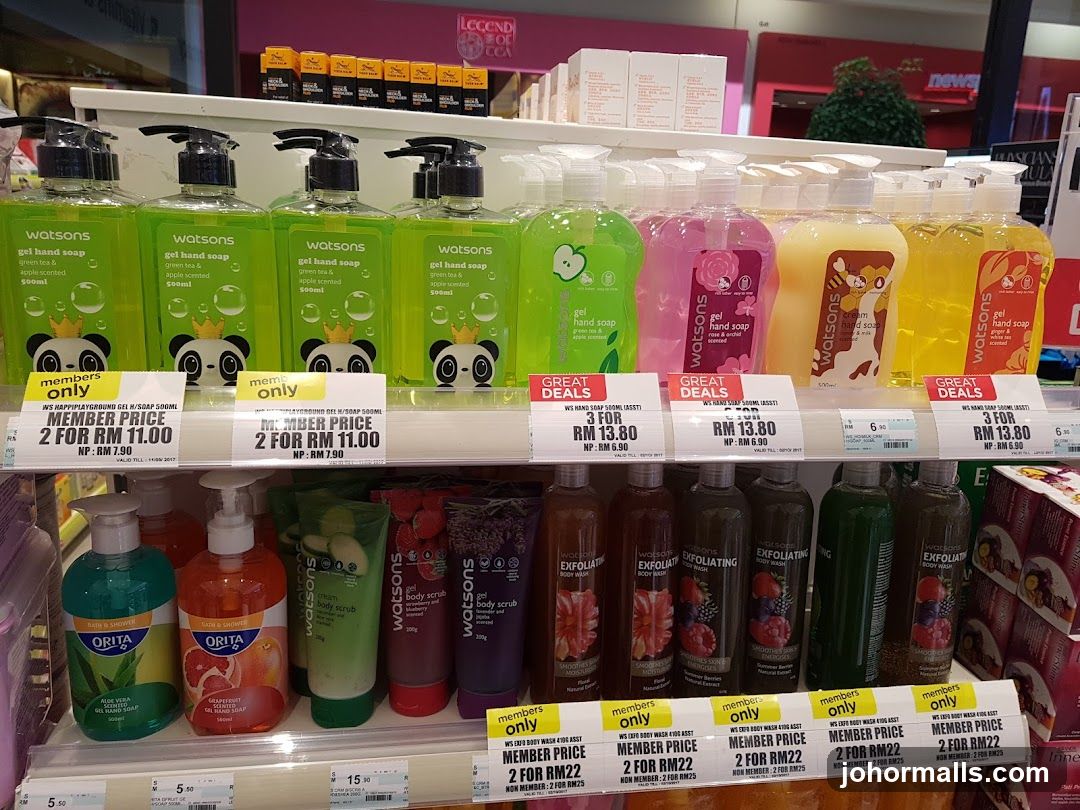 Watsons Hand Soap and Body Scrub Display