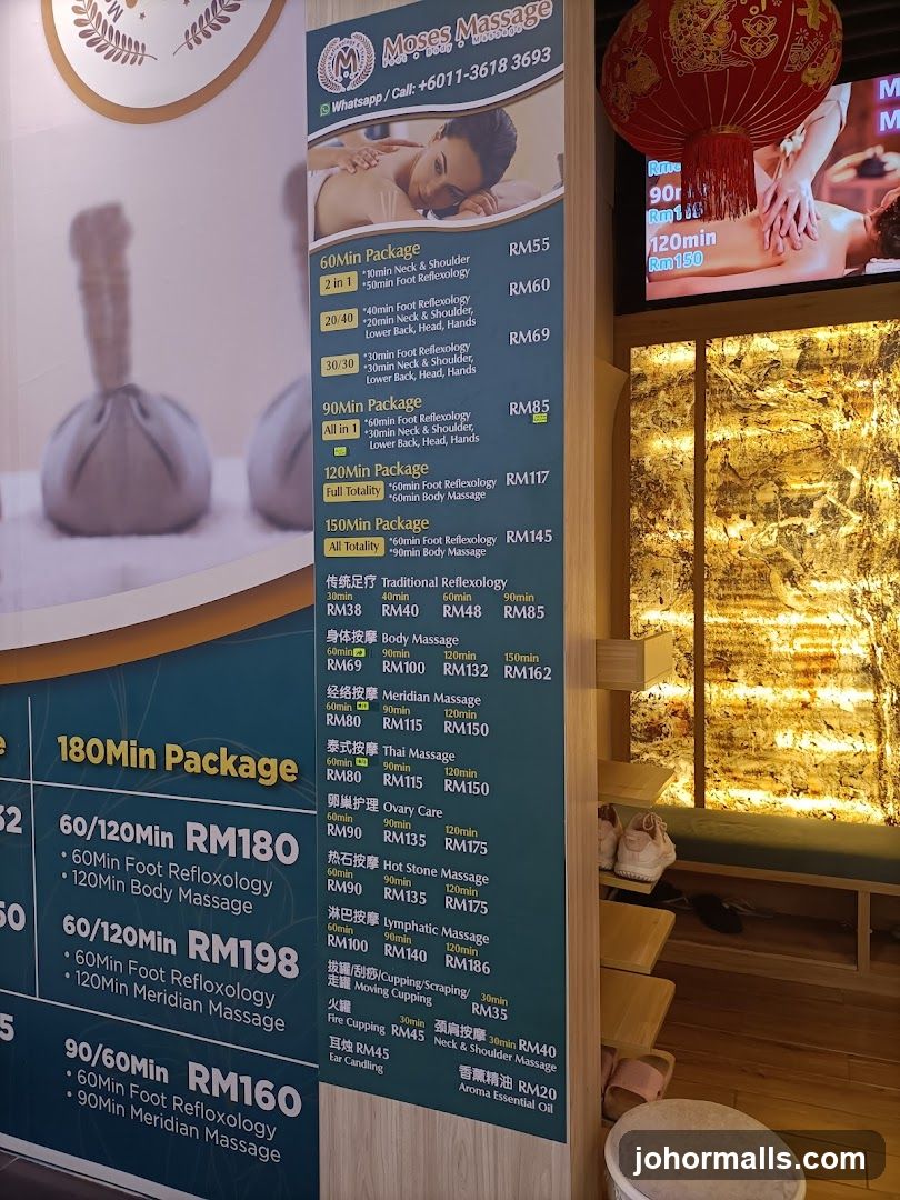 Moses Massage Menu