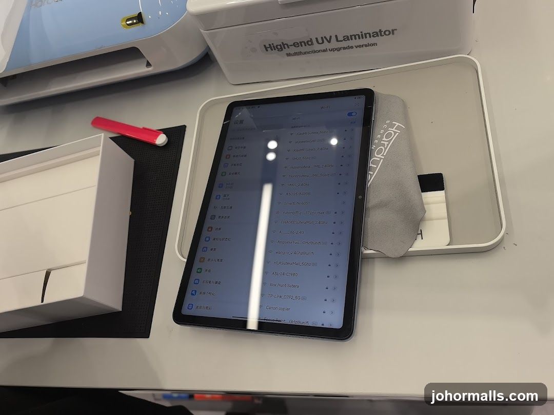 Tablet displaying Wi-Fi settings