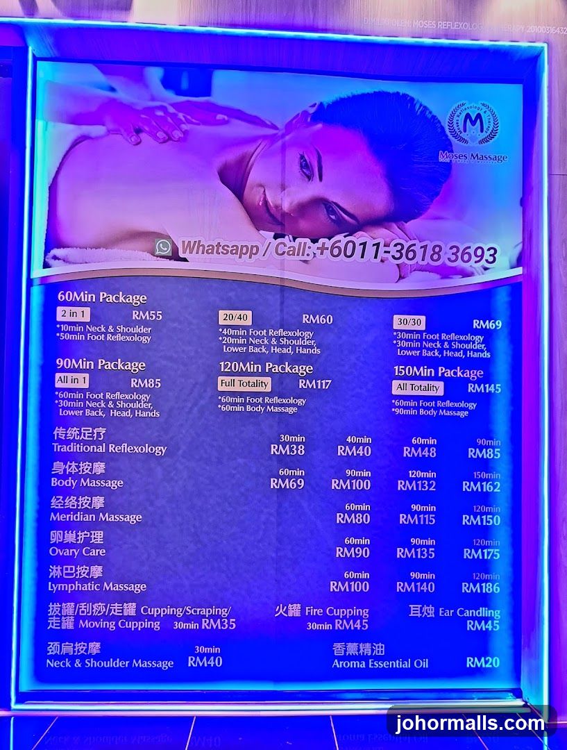 Moses Massage Menu