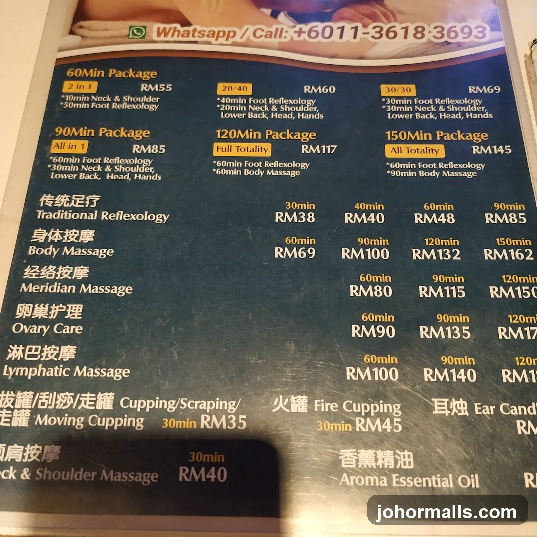 Massage Menu