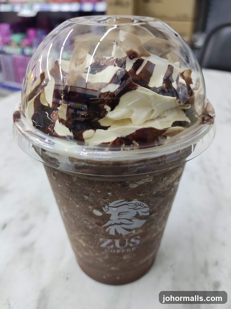 Chocolate Frappe with Whipped Cream and Chocolate Drizzle