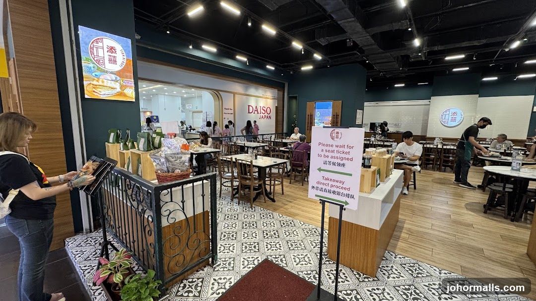 Restaurant Interior with Daiso Japan Signage