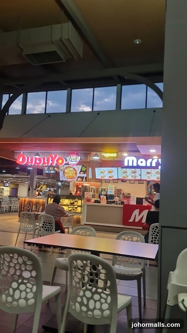 Food court with dining areas