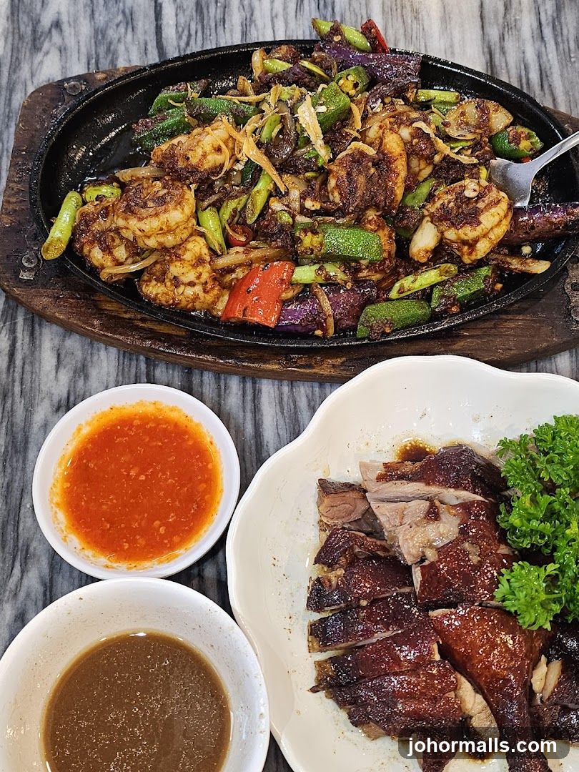 Sizzling Prawns and Roasted Duck
