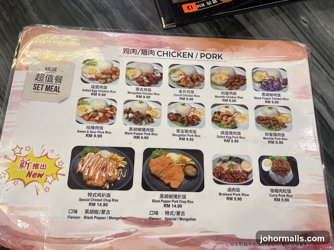 Chicken/Pork Menu