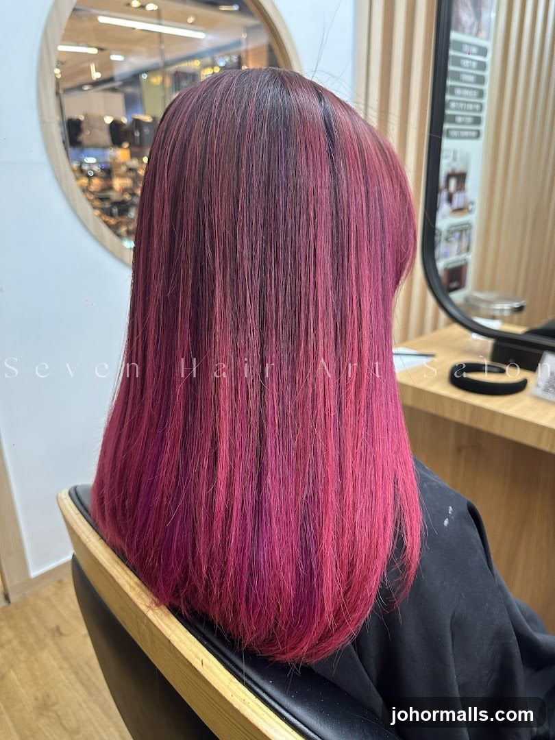 Woman with Pink and Burgundy Ombre Hair