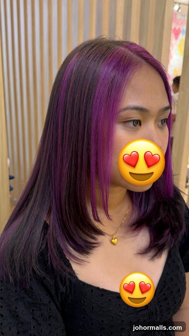 Woman with purple highlights