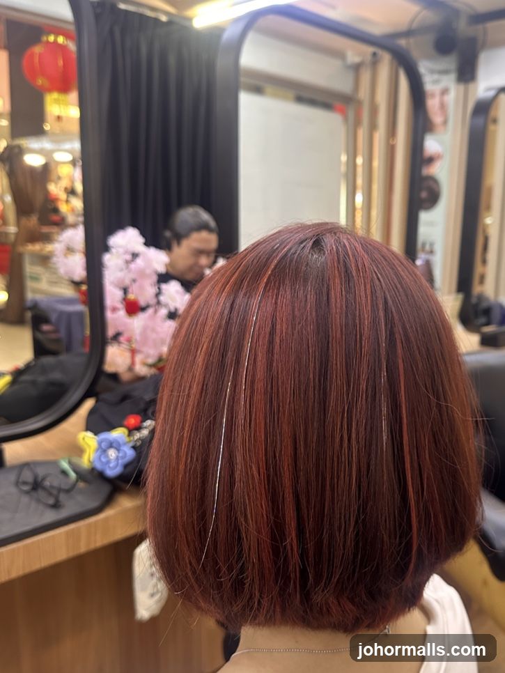 Hairdresser working on client's hair