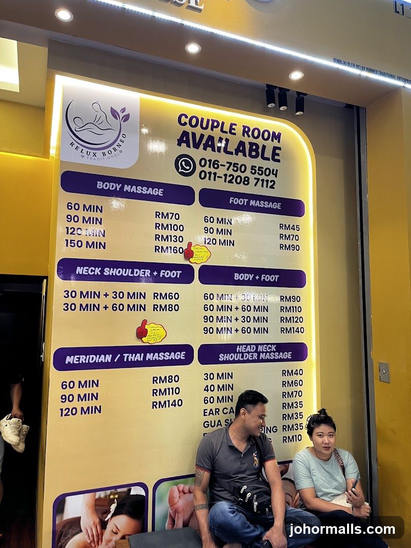 Kelux Borneo Traditional Massage Menu