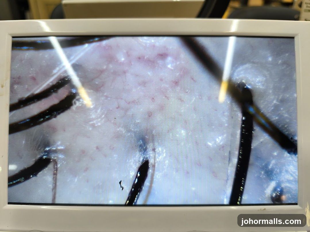 Microscopic view of skin and hair