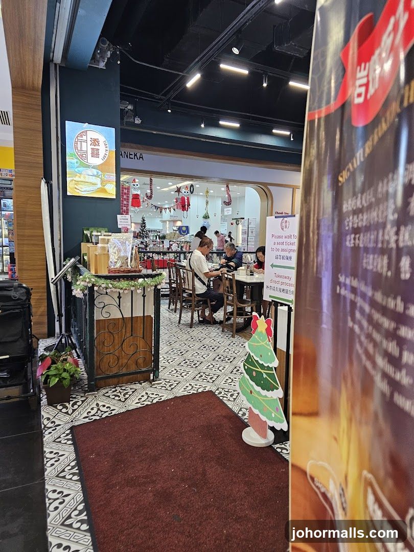 Restaurant Interior with Christmas Decorations