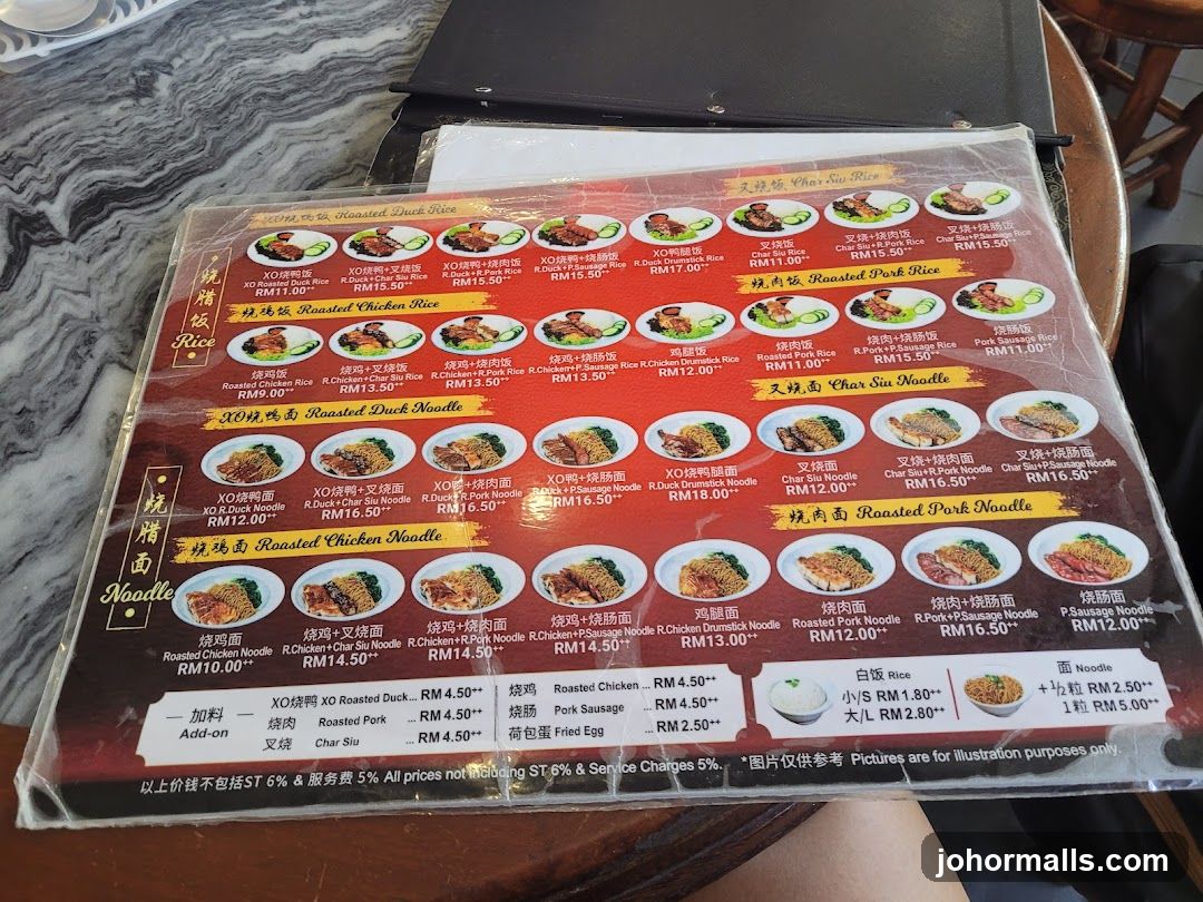 Roasted Duck Rice Menu