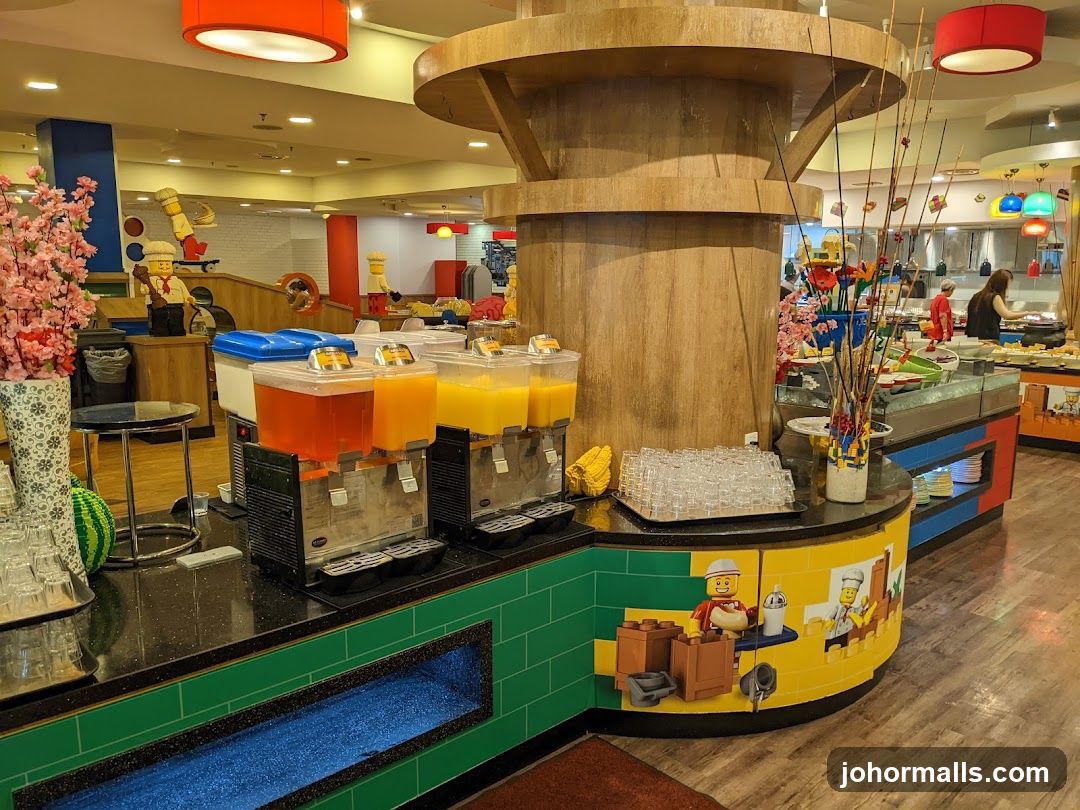 Buffet Station with Juice Dispensers and Lego Theming
