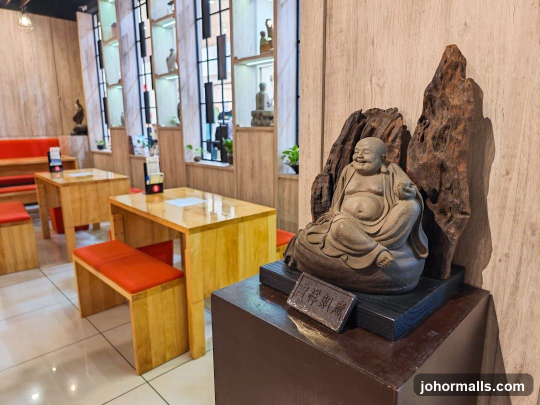 Restaurant Interior with Buddha Statue