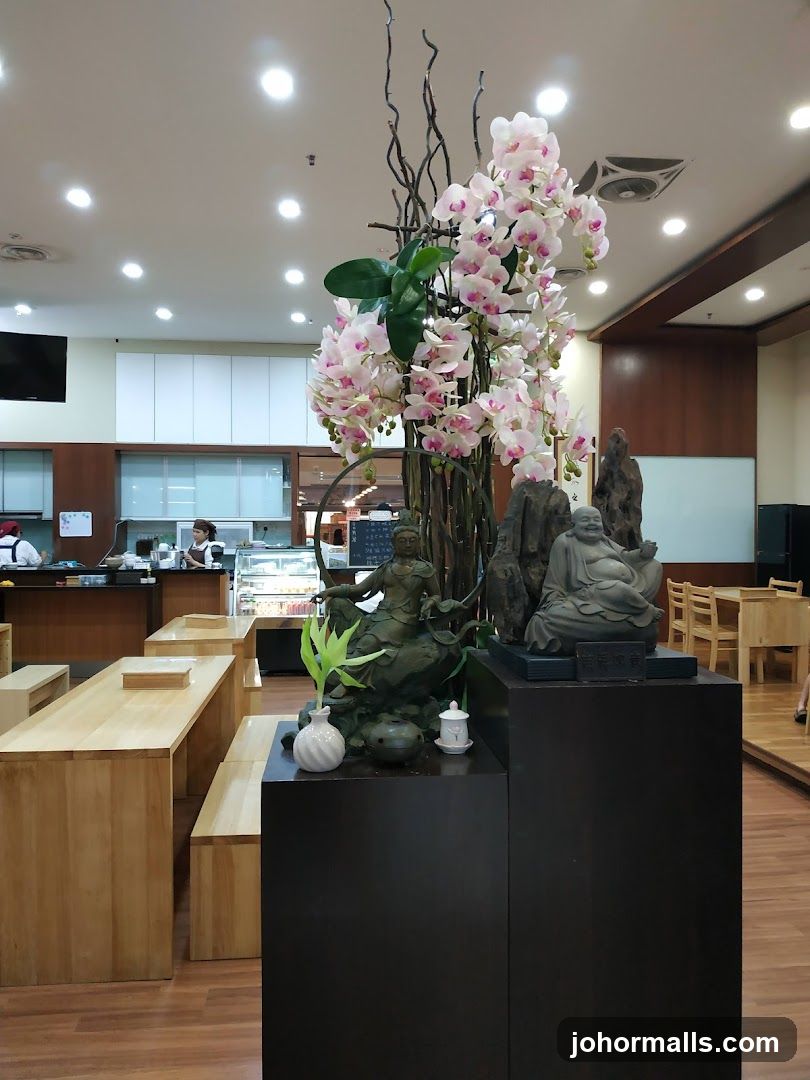 Restaurant Interior with Floral Arrangement
