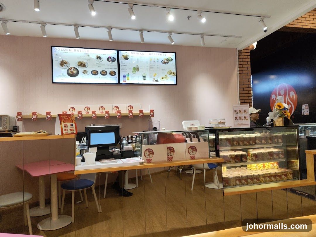 Dessert shop interior with digital menu